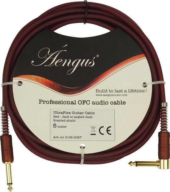 Câble guitare Áengus UltraFlex rouge - Câble instrument 5 mètres - Fiche  jack 6,35 mm... | bol