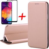 Samsung A30s Hoesje en Samsung A30s Screenprotector - Samsung Galaxy A30s Hoesje Book Case Wallet + Screen Protector Full - Roségoud