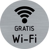 Deurbordje - WiFi - bordje - Gratis WiFi - rond met RVS look