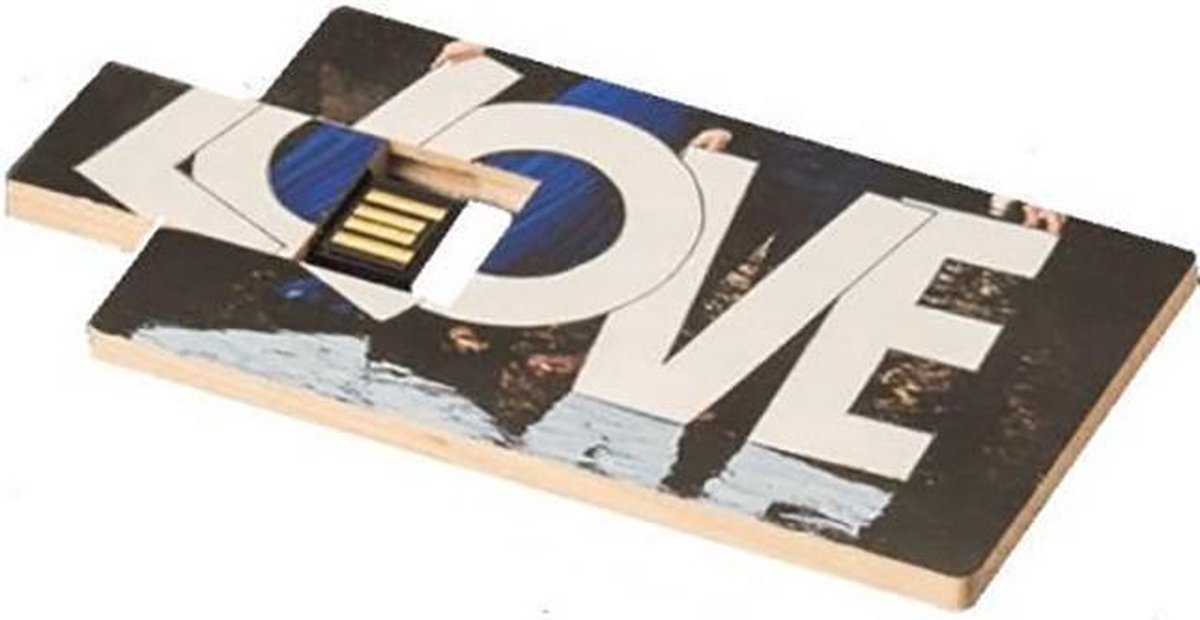 Hout creditcard usb stick foto of naam bedrukken 16GB