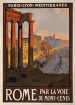 Vintage Poster Rome - Parijs - Lyon - Mediterraans Travel - Retro Reisposter - 70x50 cm