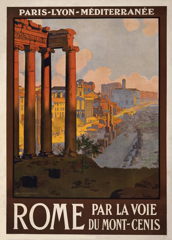 Affiche Vintage Rome - Paris - Lyon - Méditerranée - Rétro - 70x50 cm