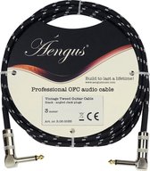 Câble guitare Áengus Black Tweed - câble instrument 3 mètres - prise jack 6,35 mm mono coudée / coudée - noir