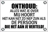 Tuinposter – Tekst: 'Onthoud: alles wat je over mij hoort kan net zo nep zijn als de persoon die het verteld!'– 120x80cm Foto op Tuinposter (wanddecoratie voor buiten en binnen)