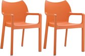 Stoelen - Eetkamerstoelen - Set van 2 - Kunststof - Oranje - 57x53x84 cm