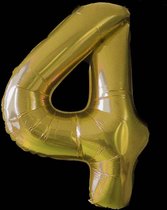 Ballon – Folie ballonnen cijfers – Verjaardags ballon – Cijfer 4 – Goud - 97cm – 1 stuk