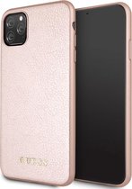 iPhone 11 Pro Max Backcase hoesje - Guess - Effen Rose goud - Kunstleer