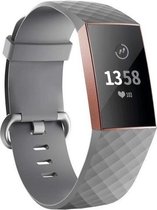 Fitbit Charge 3 & 4 siliconen bandje |Licht Grijs / Light Grey |Diamant patroon | Premium kwaliteit | Maat: S/M | TrendParts