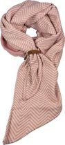 Roze visgraat lange sjaal met riempje