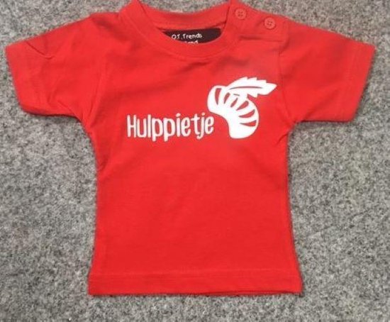 Baby sinterklaas shirt met opdruk hulppietje rood maat 68