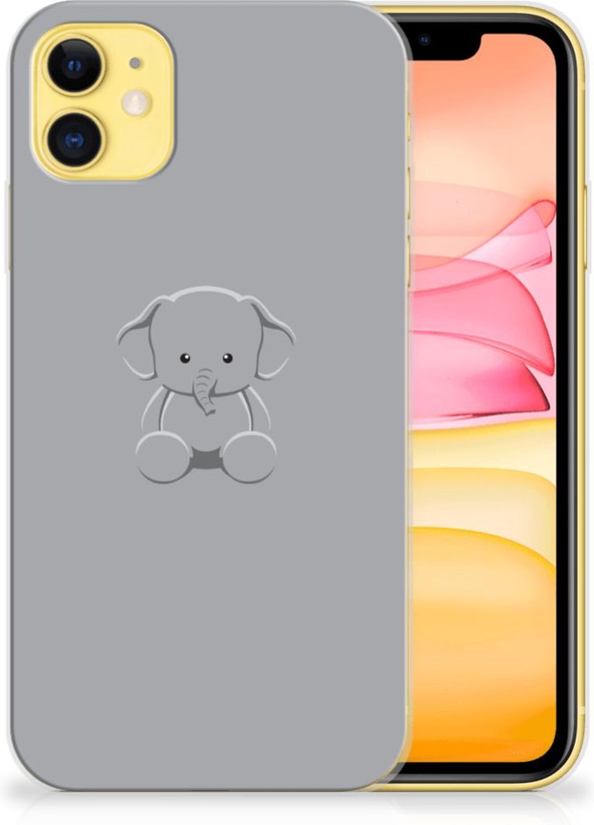 Back Cover voor Apple iPhone 11 Telefoonhoesje met Naam Grijs Baby Olifant
