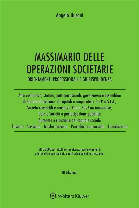 Massimario delle operazioni societarie - cover