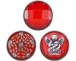 Quiges - Chunk 18mm Click Button Drukknoop Intens Rood Set van 3 Stuks Engel - EBCMSET015