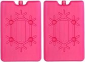 2x Koelelementen fel roze 16 cm - Koelblokken/koelelementen voor koeltas/koelbox