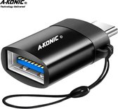 A-Konic© USB-A naar USB-C adapter OTG Converter USB 3.0 | USB C to USB A HUB | geschikt voor Apple MacBook / iMac / Ultrabook / Surface Book 2