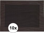 10x Placemats donkerbruin geweven/gevlochten met rand 45 x 30 cm - Bruine placemats/onderleggers tafeldecoratie - Tafel dekken