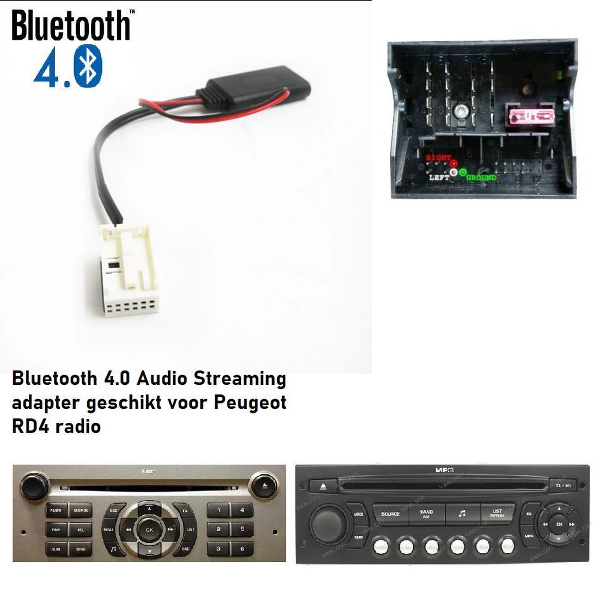 studieafgift PEF søvn Peugeot 207 307 308 407 607 807 1007 4007 RD4 Bluetooth Streaming Adapter  Aux Dongle | bol.com