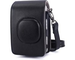 YONO Vintage Case geschikt voor Fujifilm Instax LiPlay - Leren Hoesje met Draagriem – Zwart