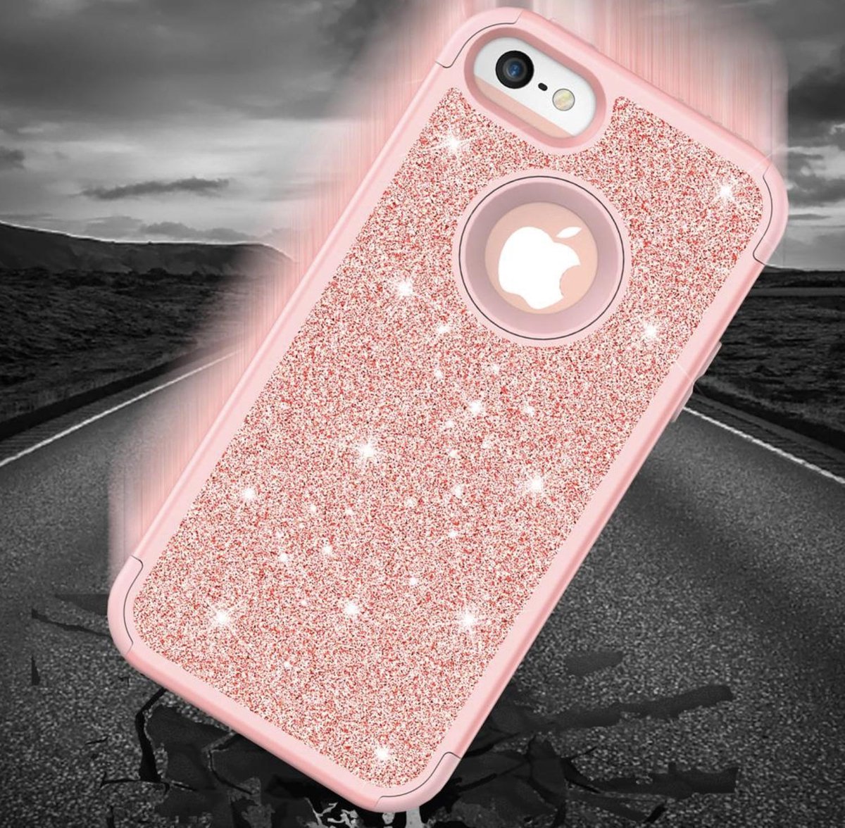 Luxe Glitter Case voor Apple 5(s) - 5 SE - Roze - Glitters - 360º | bol.com