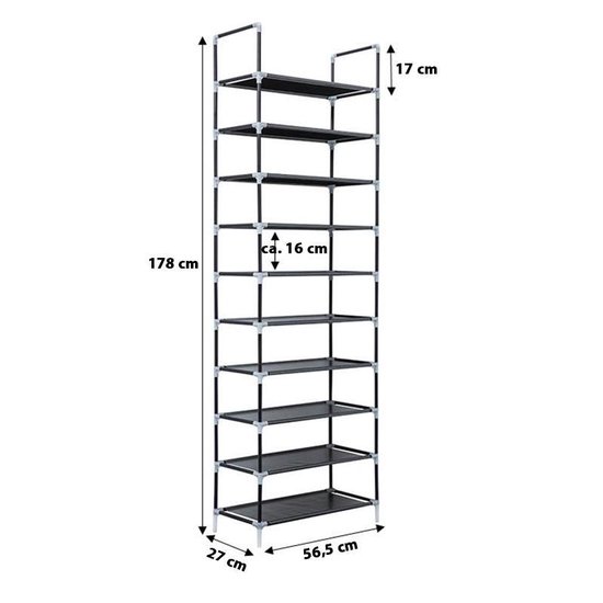 Deluxe Schoenenrek voor 20 paar - Zwart