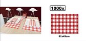 1000x Placemats papier grote ruit rood/wit - place mate diner restaurant eten  rood wit placemate ruit