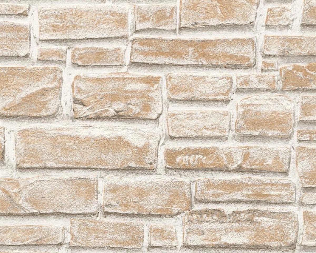 STENEN BEHANG - Beige Creme Wit - AS Creation Adelaide