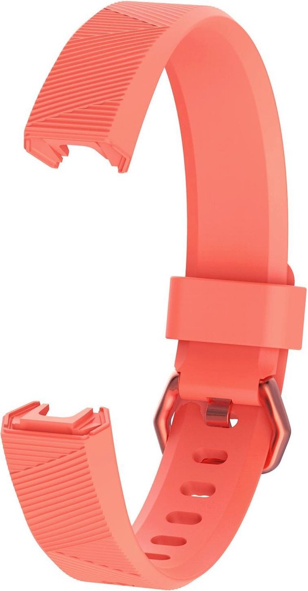 KELERINO. Siliconen bandje geschikt voor Fitbit Alta (HR) - Gespsluiting - Oranje - Large