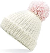 Senvi Glitter PomPom Beanie - Kleur: Off Wit/Roze