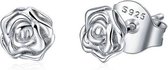 Geshe-Oorbellen dames 3D roos blaadjes oorknoppen-d6mm-18K Witgoud (platina) vergulde zilver 925-romantisch cadeau