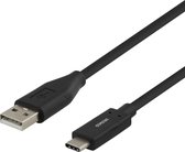DELTACO USBC-1005M USB-C naar USB-A kabel 3A - 1,5 meter - Zwart