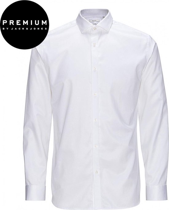 Jack and Jones Premium Heren Overhemd Wit Luxe Twill Cutaway Slim Fit - XXL  | bol.com