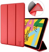 iPad 2019 / 2020 / 2021 Hoes Smart Cover - 10.2 inch - Trifold Book Case Leer Tablet Hoesje Rood
