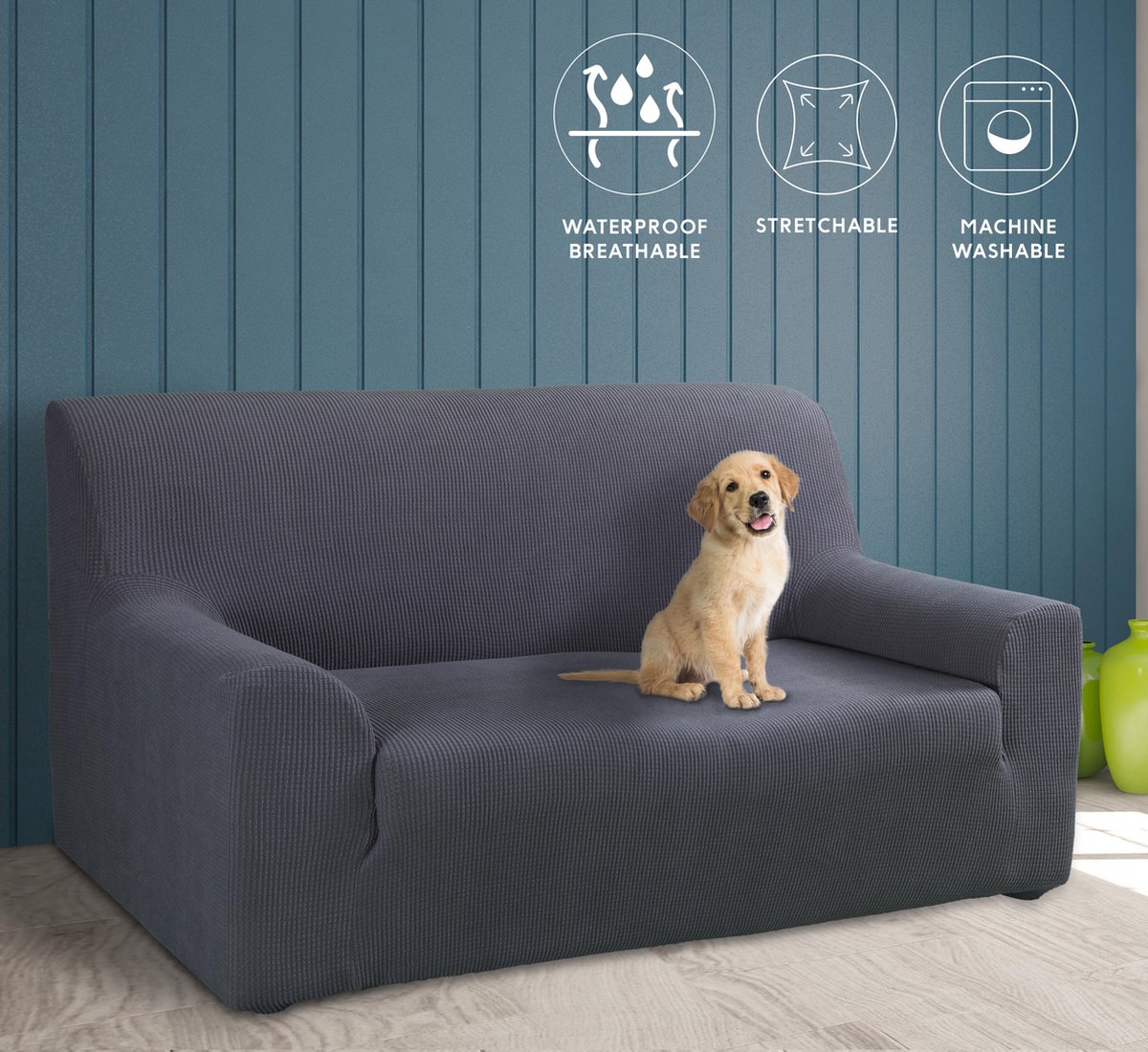 Tural – Bruin elastische bankovertrek 1-zits (stoelmaat) (70-100 cm) Valeta. Sofa-overtrek, fauteuilhoes, sofaovertrek, verkrijgbaar in maten