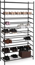 Heavy Duty XXL Metalen Stapelbaar Schoenenrek - Met 12 Etages - Stevig Metalen Schoenen Rek - Shoe Rack Voor 70 Paar Schoenen Opbergen - Zwart