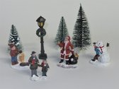 Kerstdorp - Kersthuis - Kerstfiguren - Kerstdorp decoratie figuren - set van 8