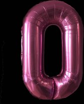 Ballon – Folie ballonnen cijfers – Verjaardags ballon – Cijfer 0 – Roze - 97cm – 1 stuk