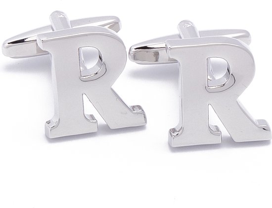 Manchetknopen - Letters Initialen Letter R Zilver Metaal
