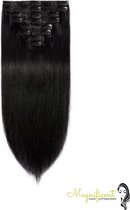 Clip-in Hairextensions "Zwart" 100 % echt remy haar 50 cm 100 gram