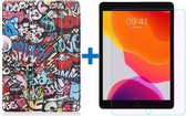 Shop4 - iPad 10.2 (2019/2020) Hoes + Glazen Screenprotector - Smart Book Case Graffiti