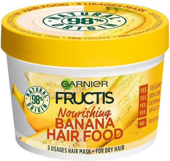 GARNIER - Nourishing Hair Mask Fructis (Banana Hair Food) 390 ml - 390ml |  bol.com