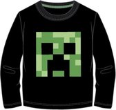 Minecraft t-shirt lange mouw - zwart met creeper - 116 / 6 jaar