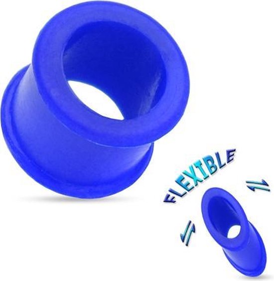 6 mm Double-flared Tunnel soft silicone blauw ©LMPiercings
