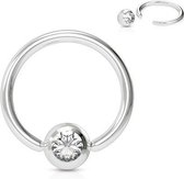 Rook piercing ringetje steentje wit