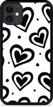 iPhone 11 Hardcase hoesje Watercolor Hearts - Designed by Cazy