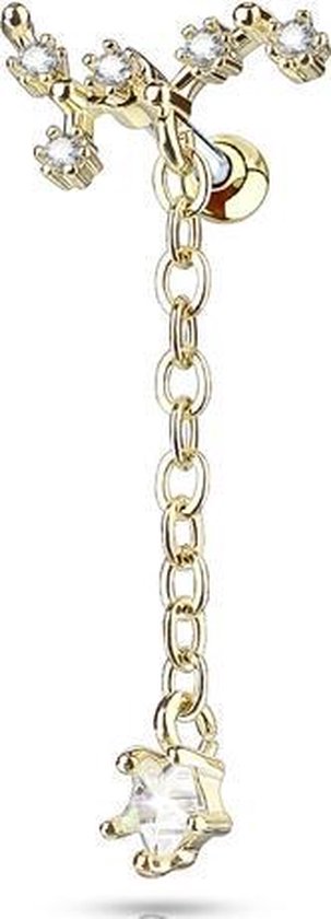 Piercing CZ vine hanger gold plated