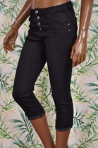 Driekwart capri broek 7/8 jogjeans van Place Du Jour zwart - Maat 36