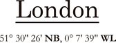 Poster Londen Coördinaten - London Coordinates City Map - A3 - 30x42 - Minimalisme - Zwart/Wit