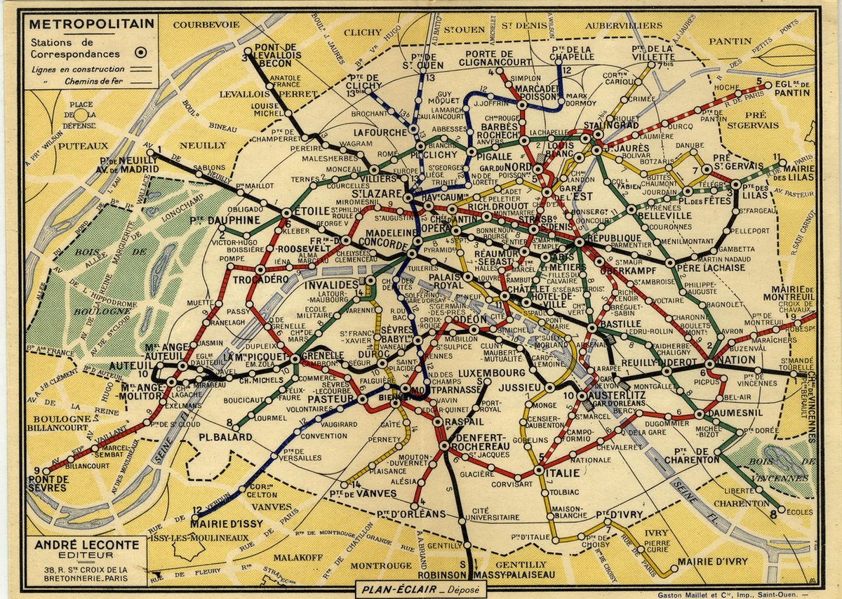 Affiche Plan du métro de Paris - Metro ou Métropolitain Paris - Cadeau  Vintage - 30x42 cm | bol.com