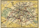 Poster Metrokaart Parijs - Metro of Métropolitain Paris - Vintage Cadeau - A3 - 30x42 cm