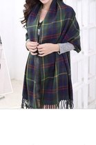Klassieke Schotse ruit Sjaal Donkerblauw - Cape - Stola - Omslagdoek | Ruit - Plaid | Cashmere | Stijlvolle Accessoire | Trend 2022 | Winter - DH collection